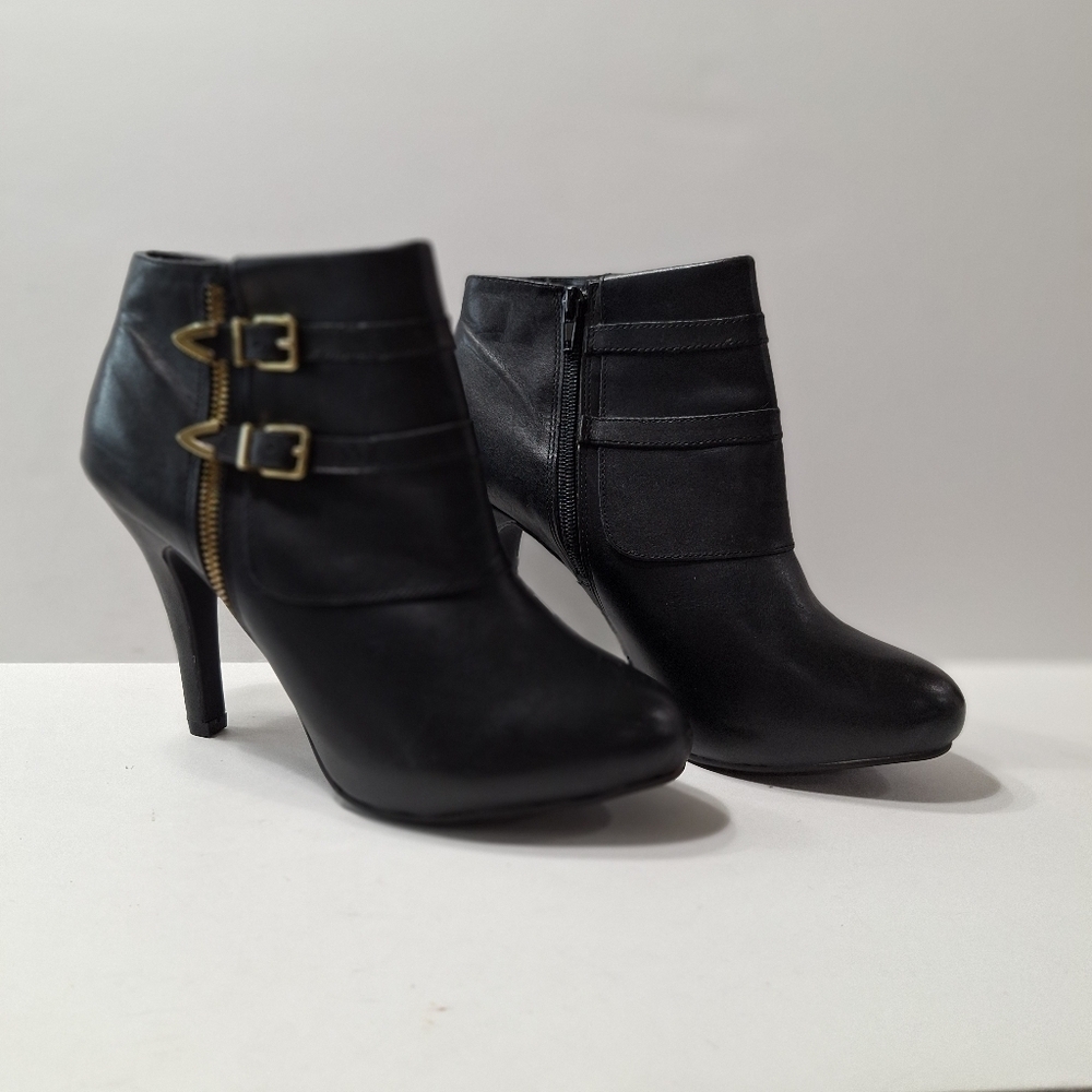 Me Too Lennon Black Leather Whimsigoth Heeled Goth Witchy Ankle Boots Size 10
